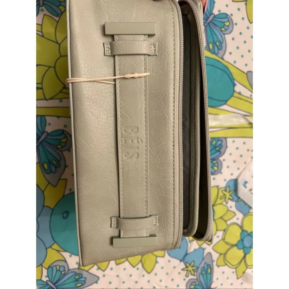 NWT Beis Faux leather cosmetics case in Matcha Green